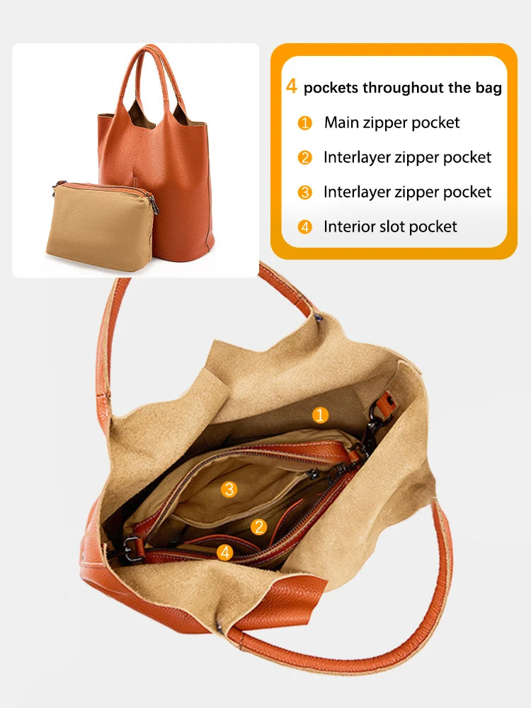 Zency Genuine Leather Large Tote Bag