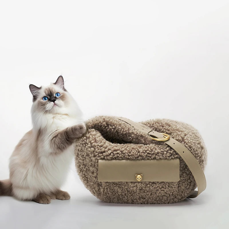 Minimalist Wool Crescent Crossbody Bag