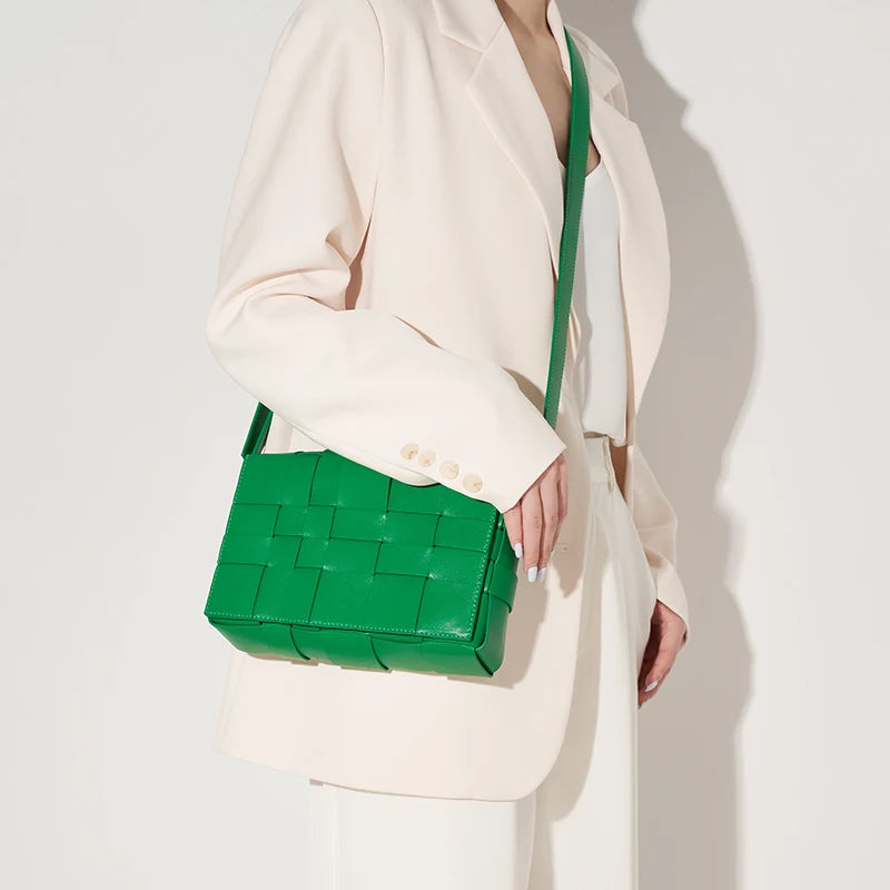 BAFELLI Woven Leather Box Crossbody Bag