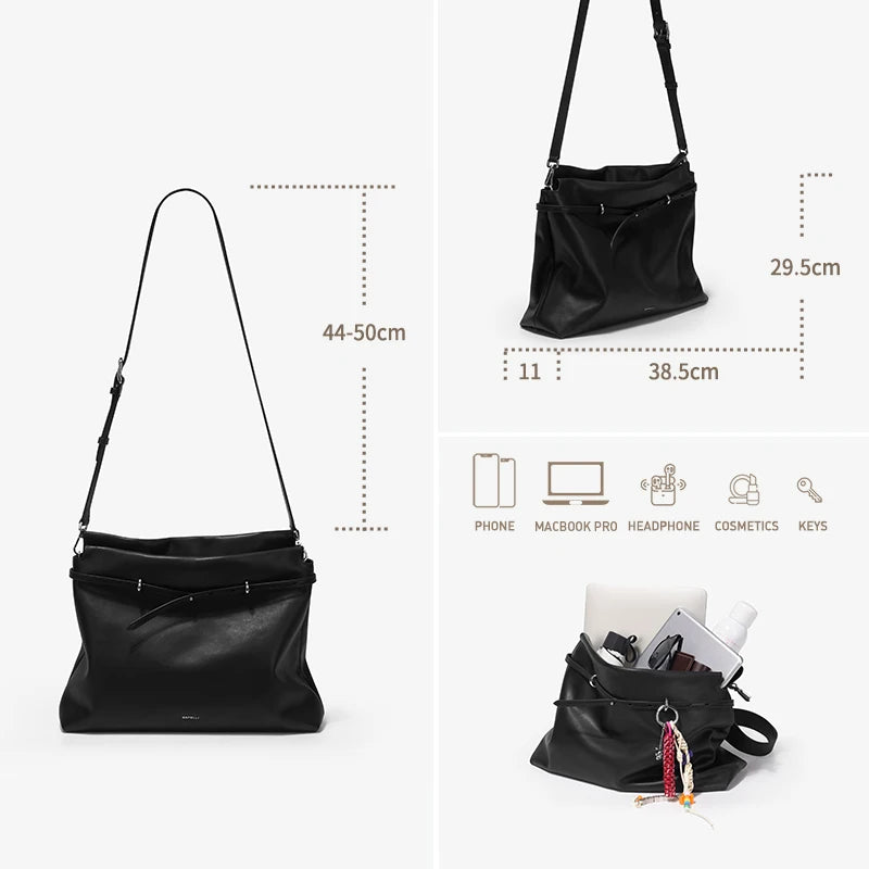 BAFELLI Soft Leather Underarm Tote Bag