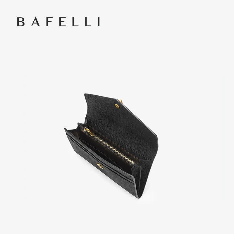 BAFELLI Designer Cat Head Genuine Leather Long Wallet for Women with Multi-card Slots