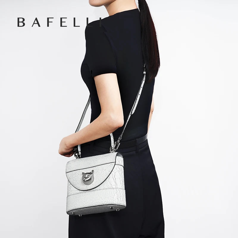 BAFELLI Cat Head Cracked Leather Crossbody Bag