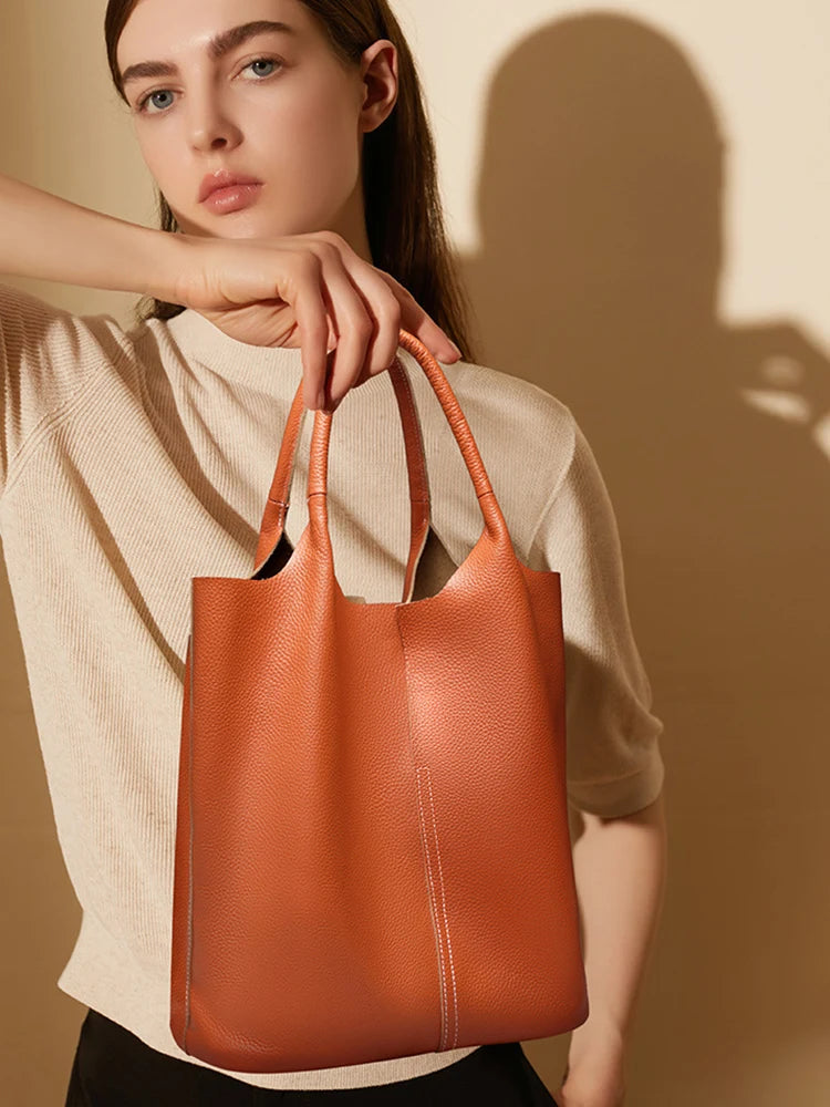 Zency Genuine Leather Large Tote Bag