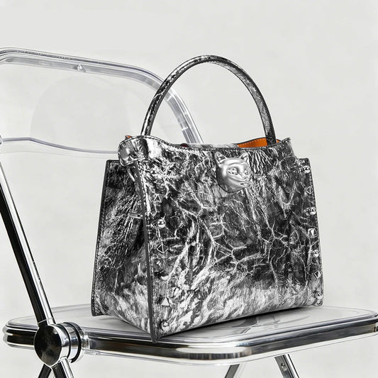 Top Grain Cowhide Leather Rivet Crossbody Bag