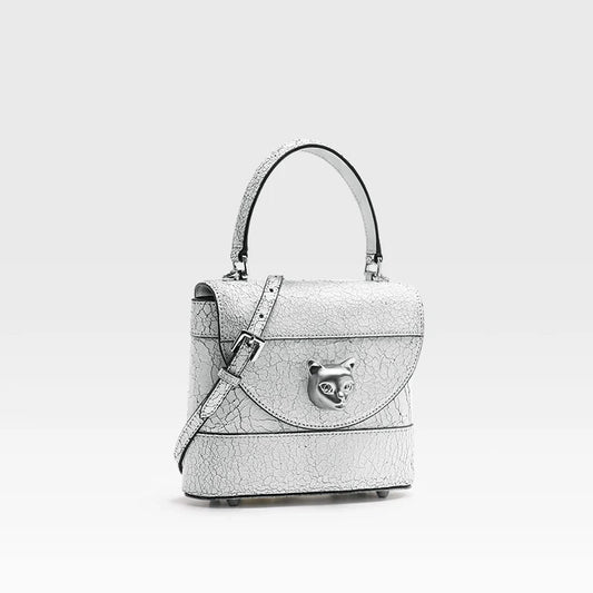 BAFELLI Cat Head Cracked Leather Crossbody Bag