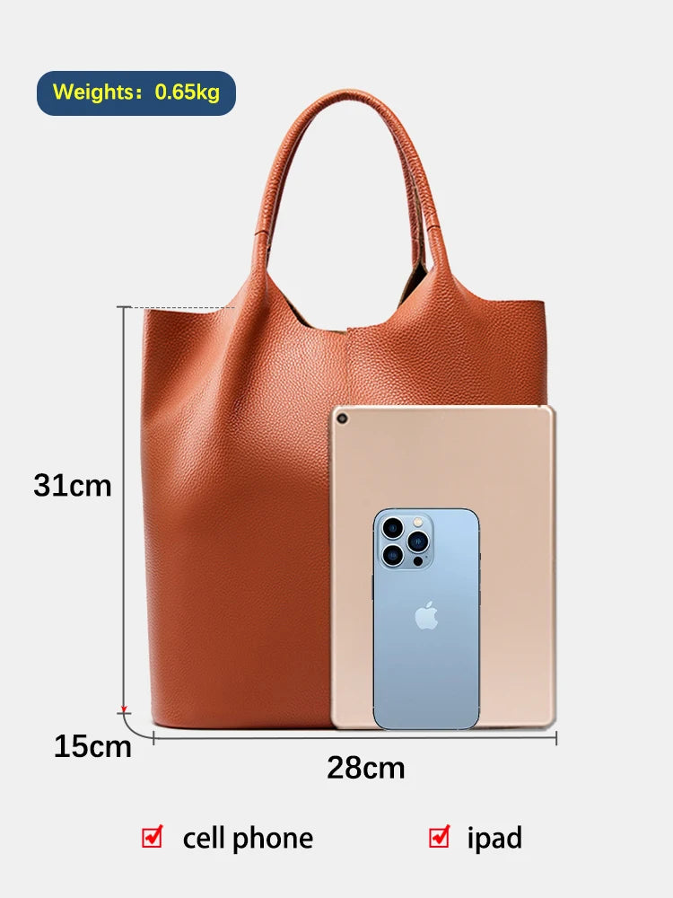 Zency Genuine Leather Large Tote Bag