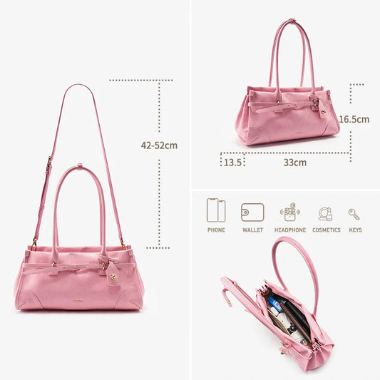 BAFELLI Pink Saffiano Leather Crossbody Bag