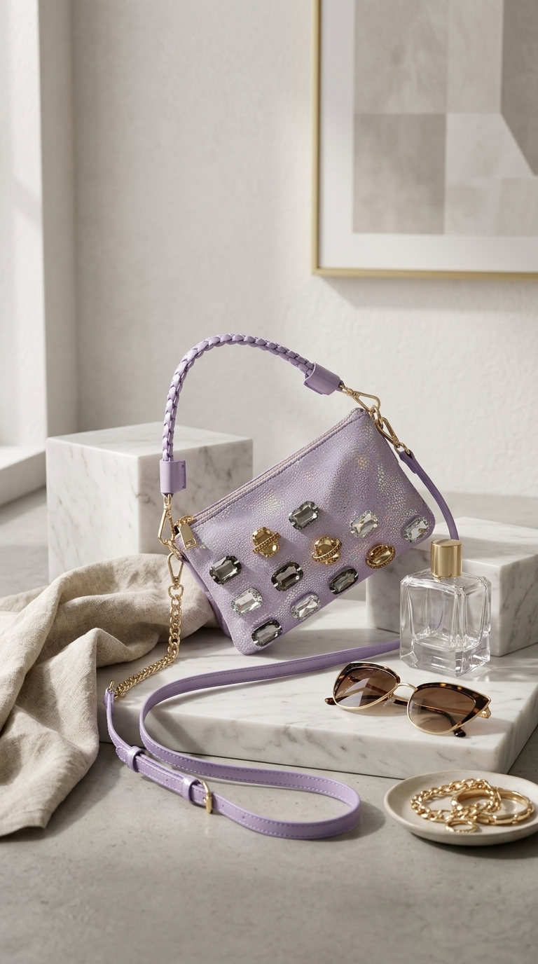 Diamond Leather Crossbody Shoulder Bag