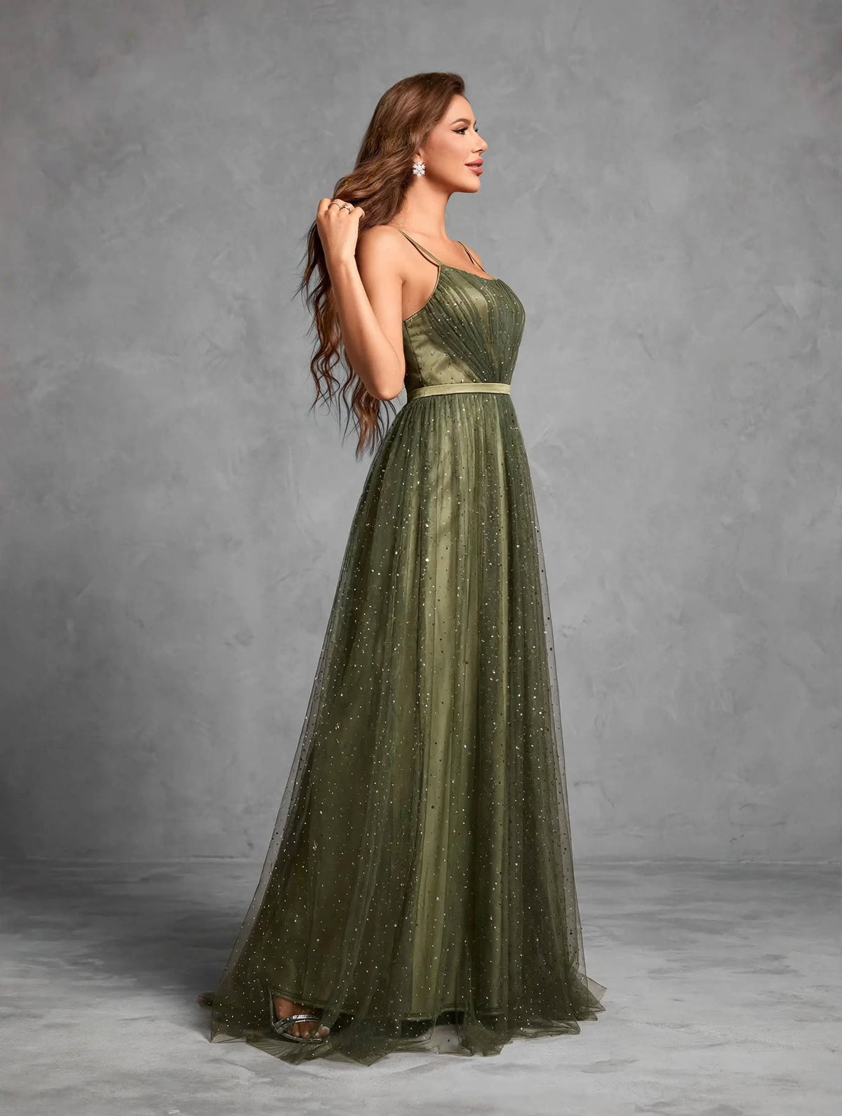 Halter Silver Sequin Evening Dress