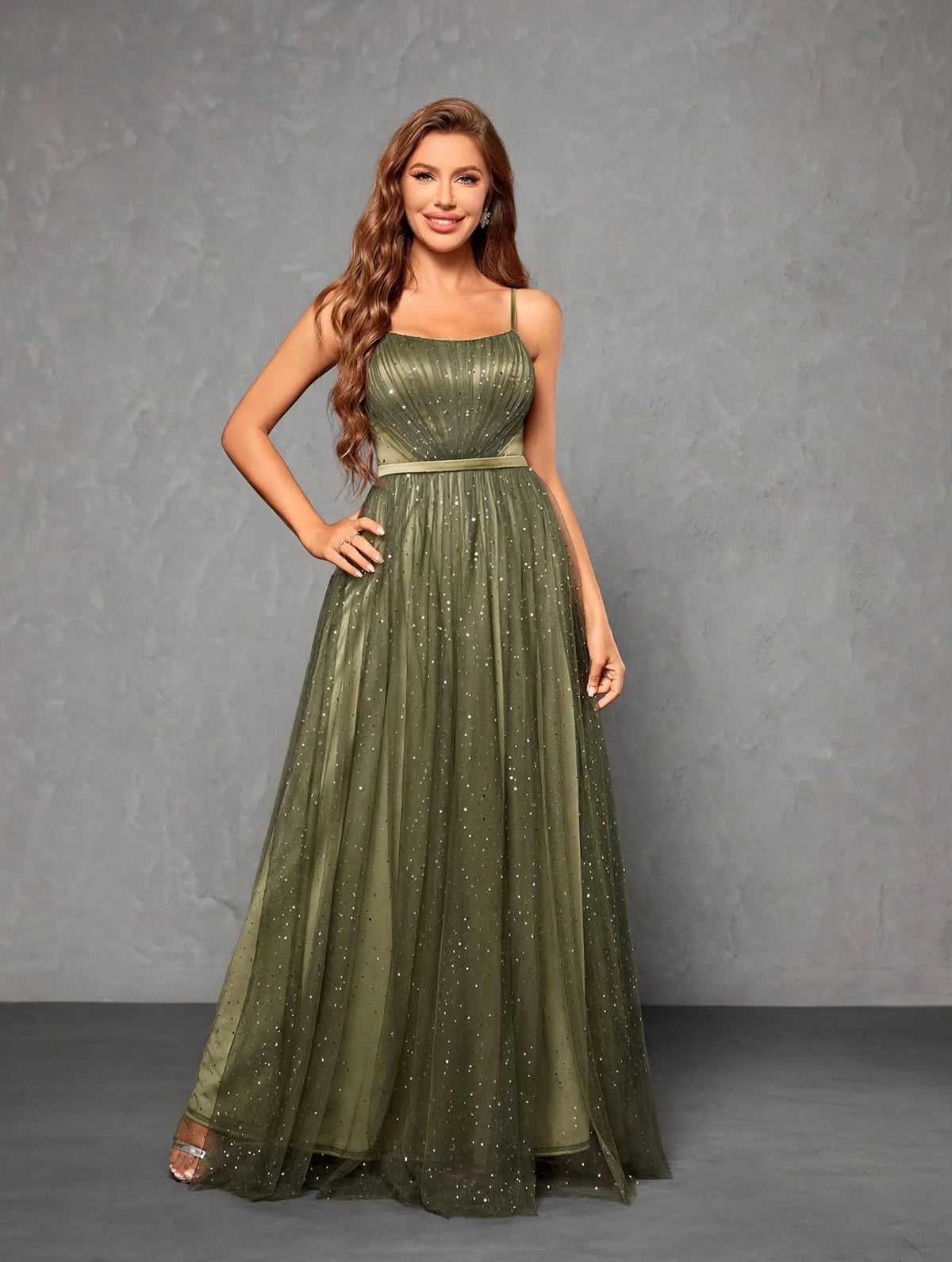 Halter Silver Sequin Evening Dress