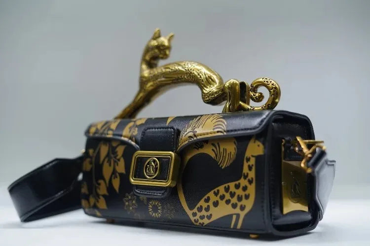 Elegant Gold Leaf Box Clutch Bag for Women