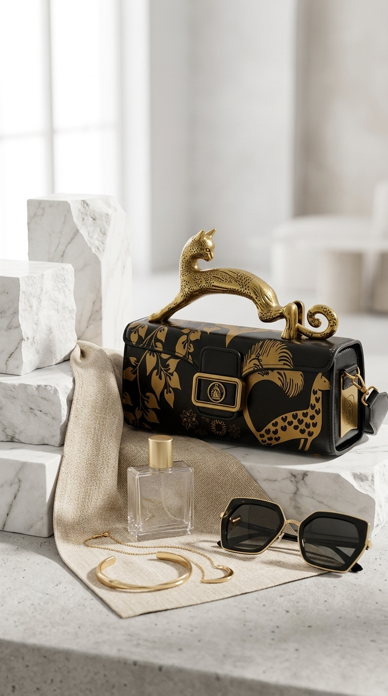 Elegant Gold Leaf Box Clutch Bag for Women