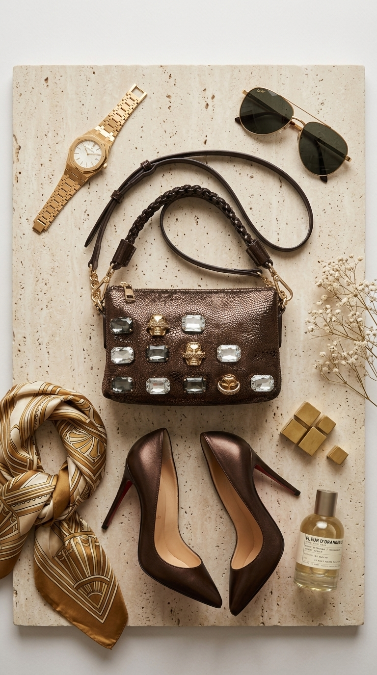 Diamond Leather Crossbody Shoulder Bag