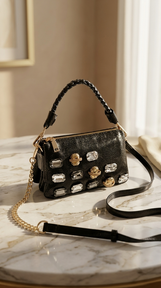 Diamond Leather Crossbody Shoulder Bag