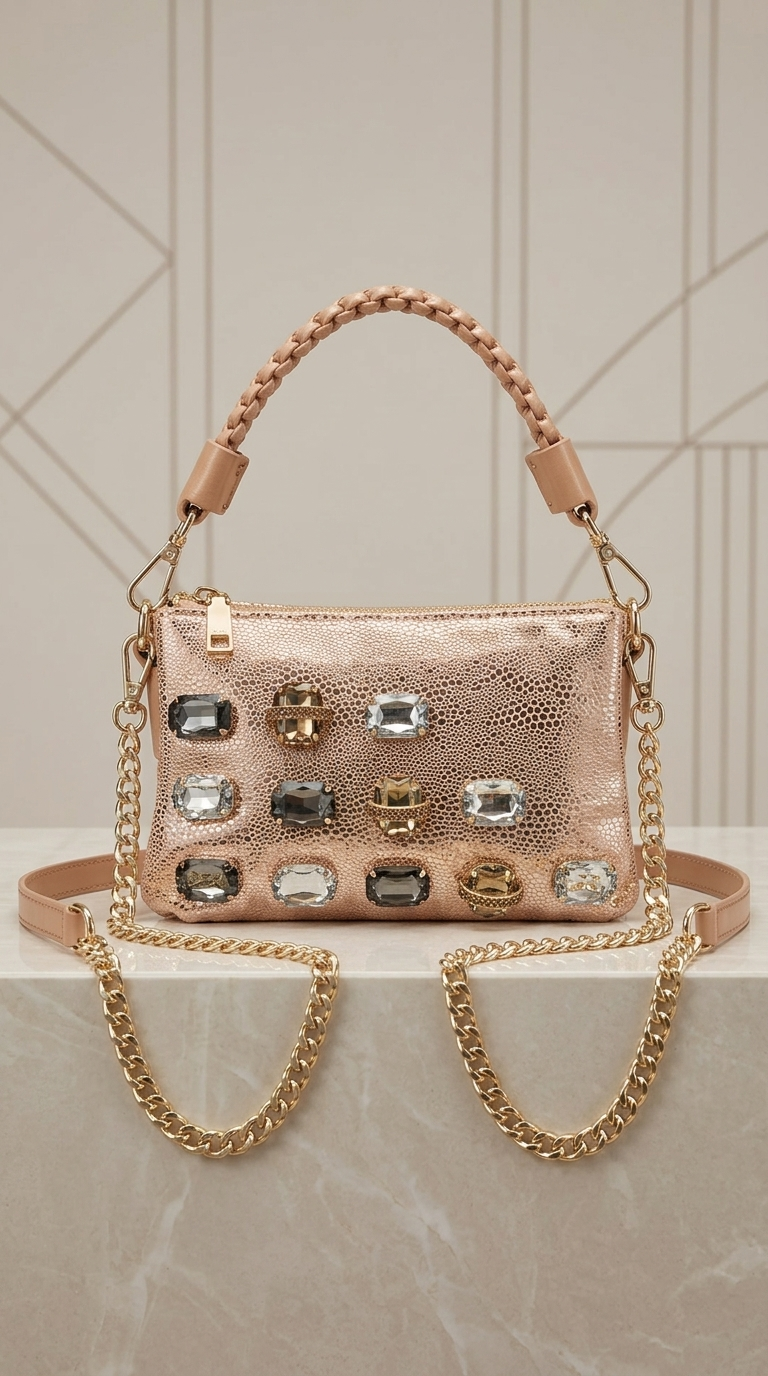 Diamond Leather Crossbody Shoulder Bag