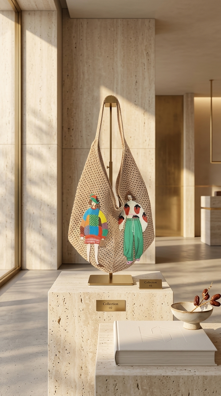Lightweight woven shoulder bag for casual use.