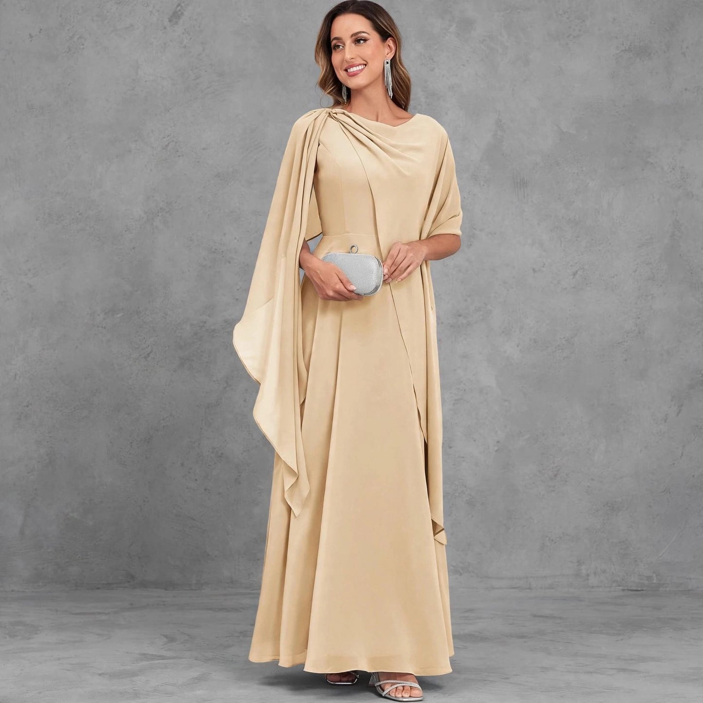 Scoop Neck Mother of the Bride Dresses Cape Shawl