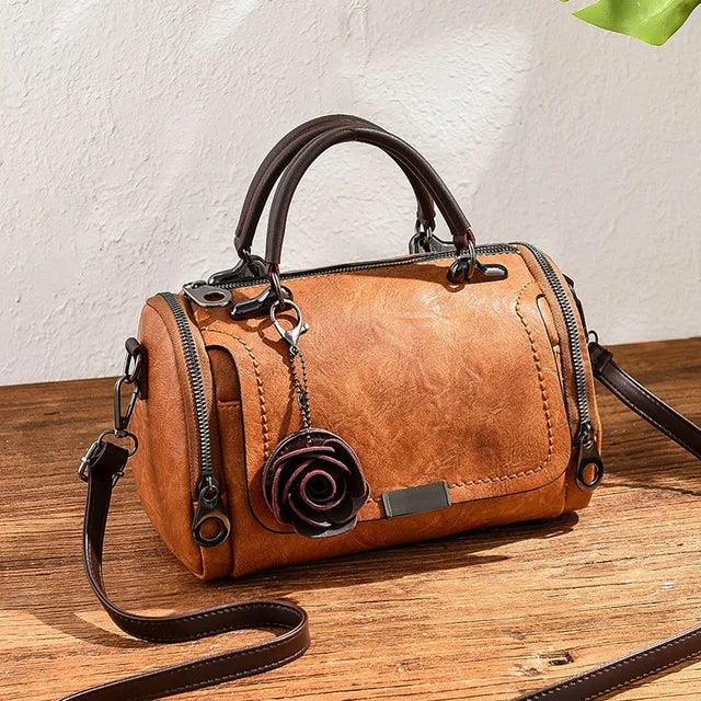 Flower Charm Boston Handbag