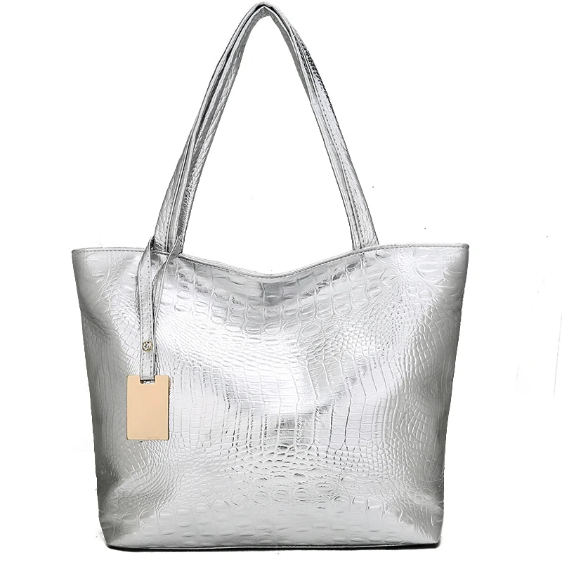 Crocodile Print PU Leather Tote Bag