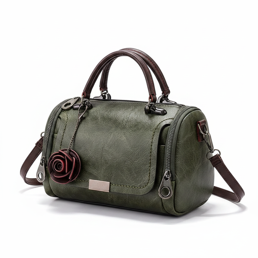 Flower Charm Boston Handbag