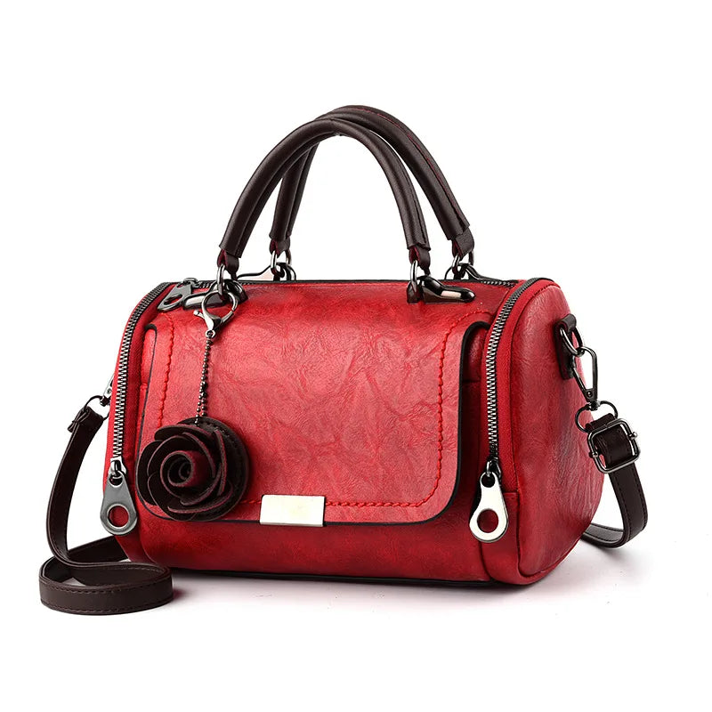 Flower Charm Boston Handbag