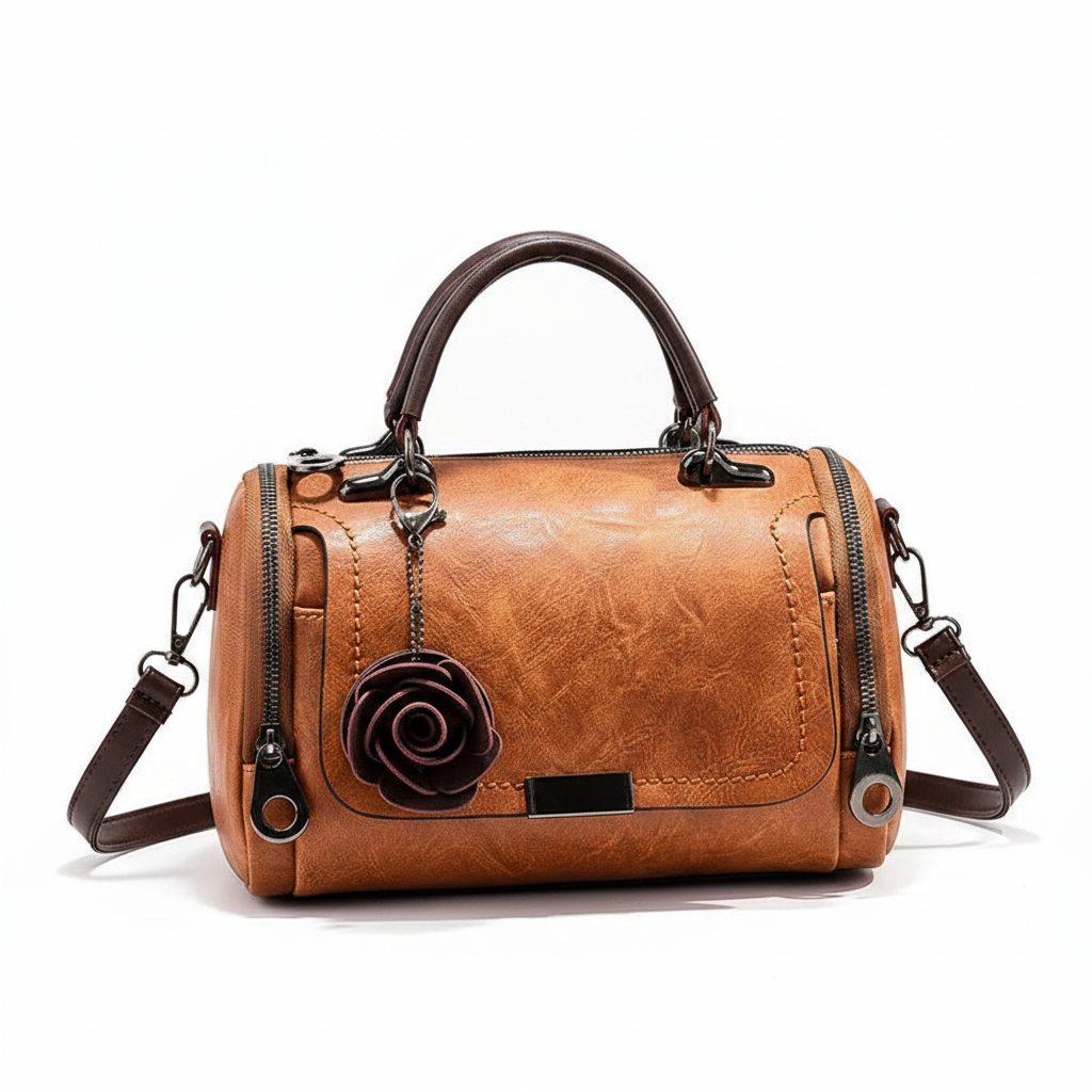 Flower Charm Boston Handbag