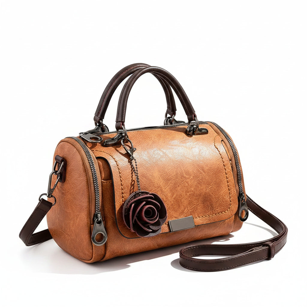 Flower Charm Boston Handbag