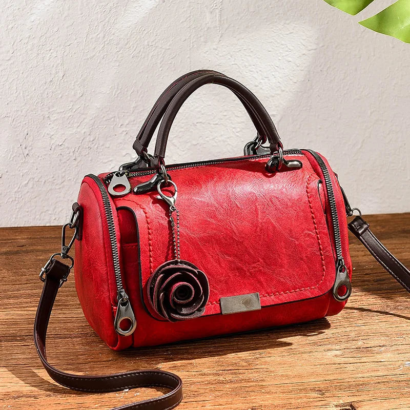 Flower Charm Boston Handbag