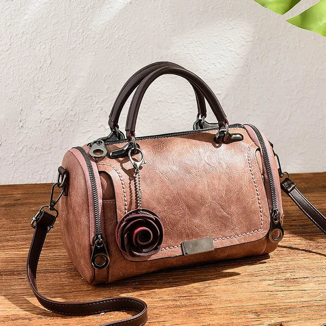 Flower Charm Boston Handbag