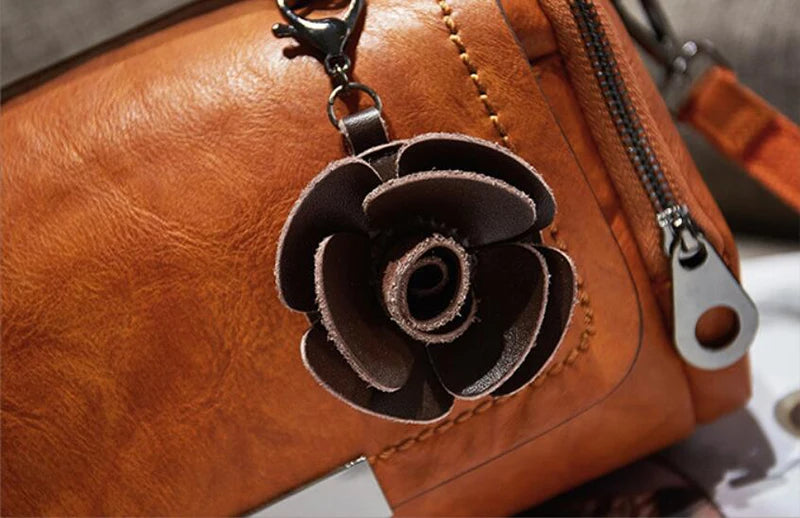 Flower Charm Boston Handbag
