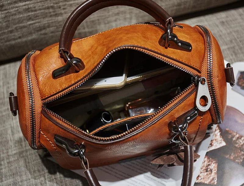 Flower Charm Boston Handbag