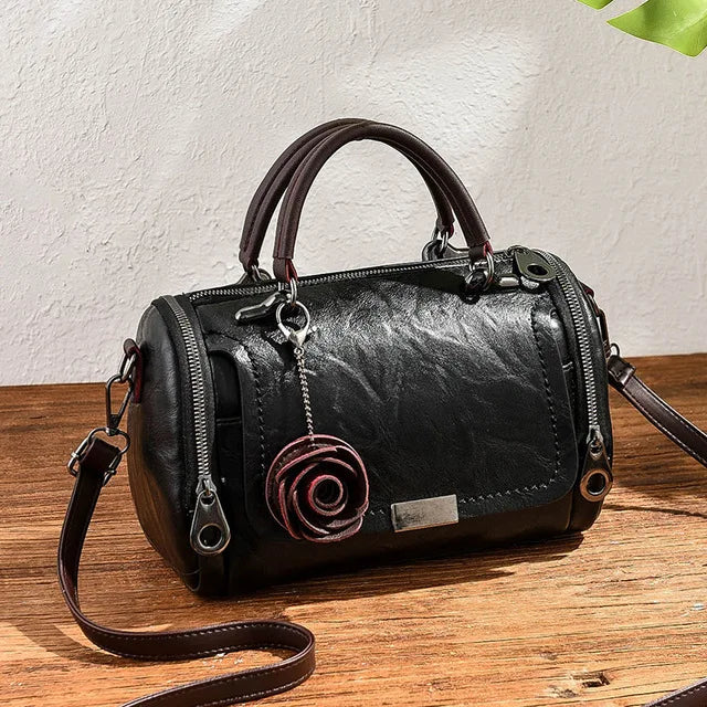 Flower Charm Boston Handbag