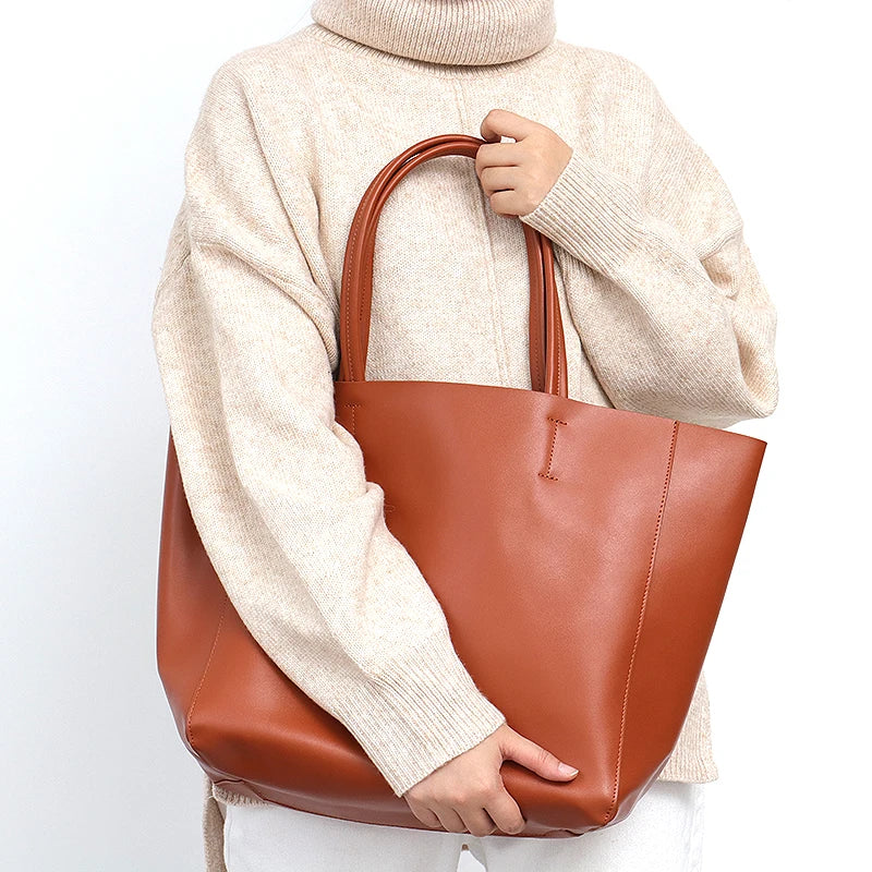 Large Capacity Leather Tote Bag