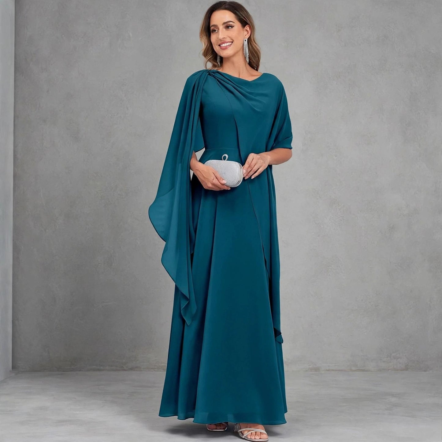 Scoop Neck Mother of the Bride Dresses Cape Shawl