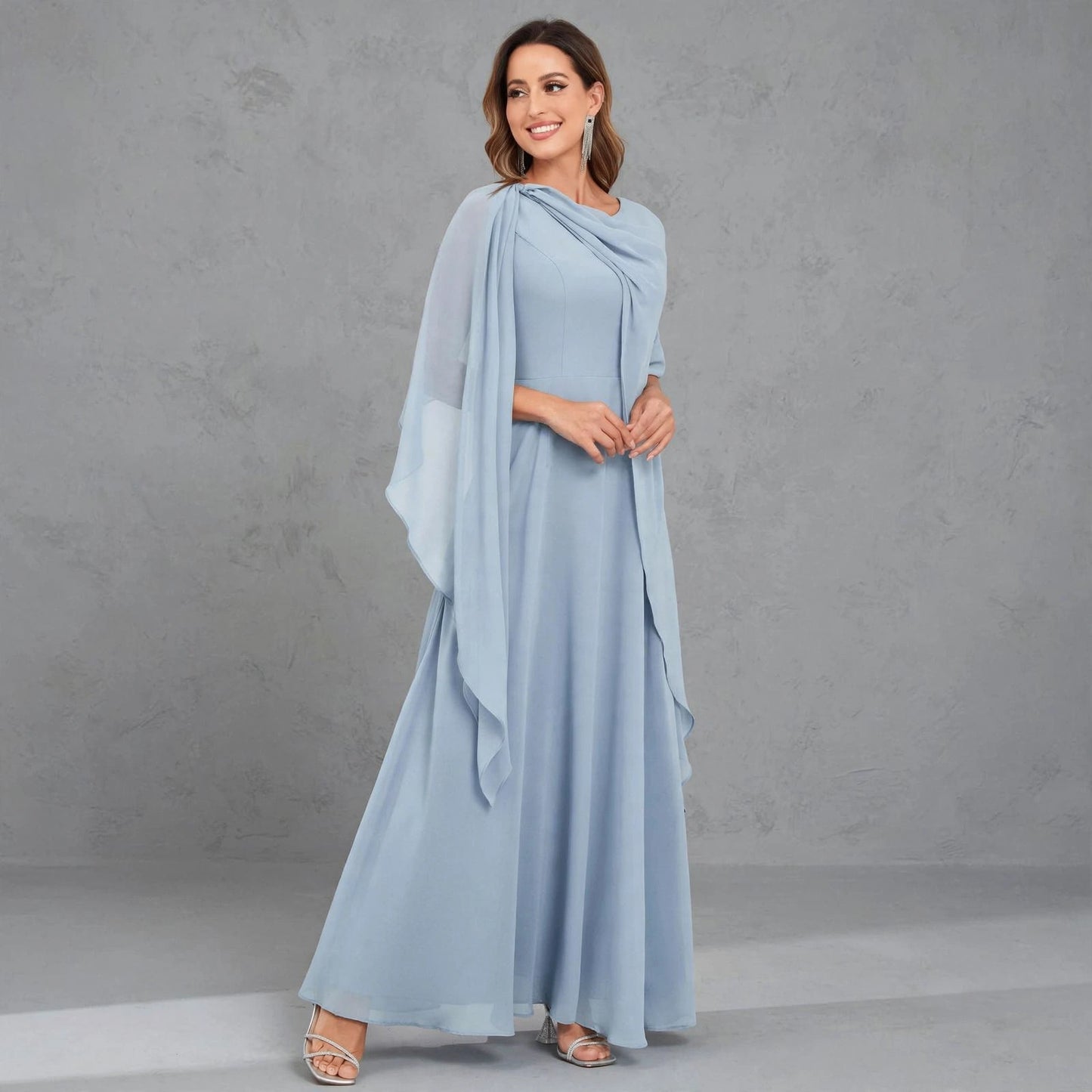 Scoop Neck Mother of the Bride Dresses Cape Shawl