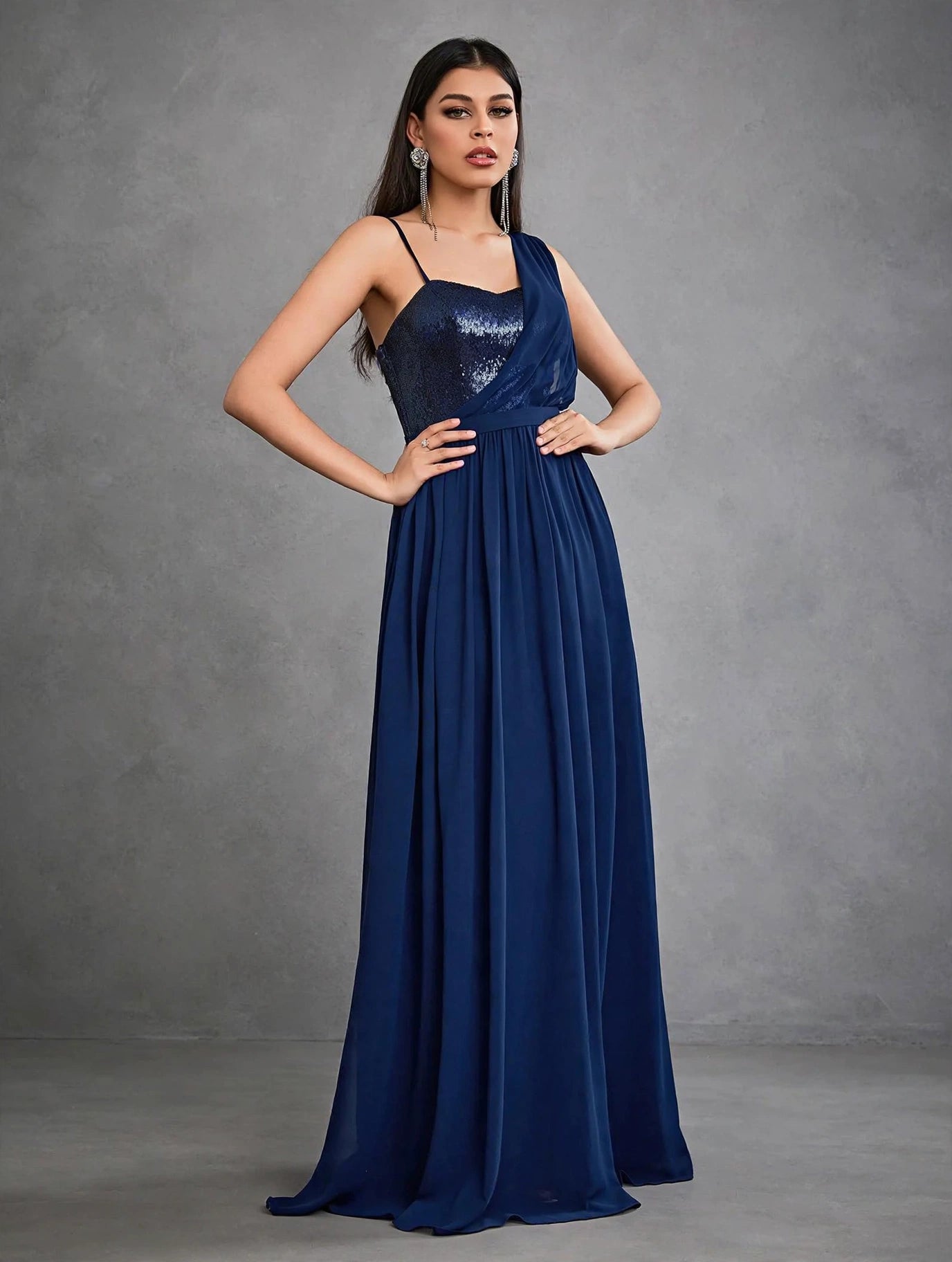 Strapless Sequin Off Shoulder Evening Dress