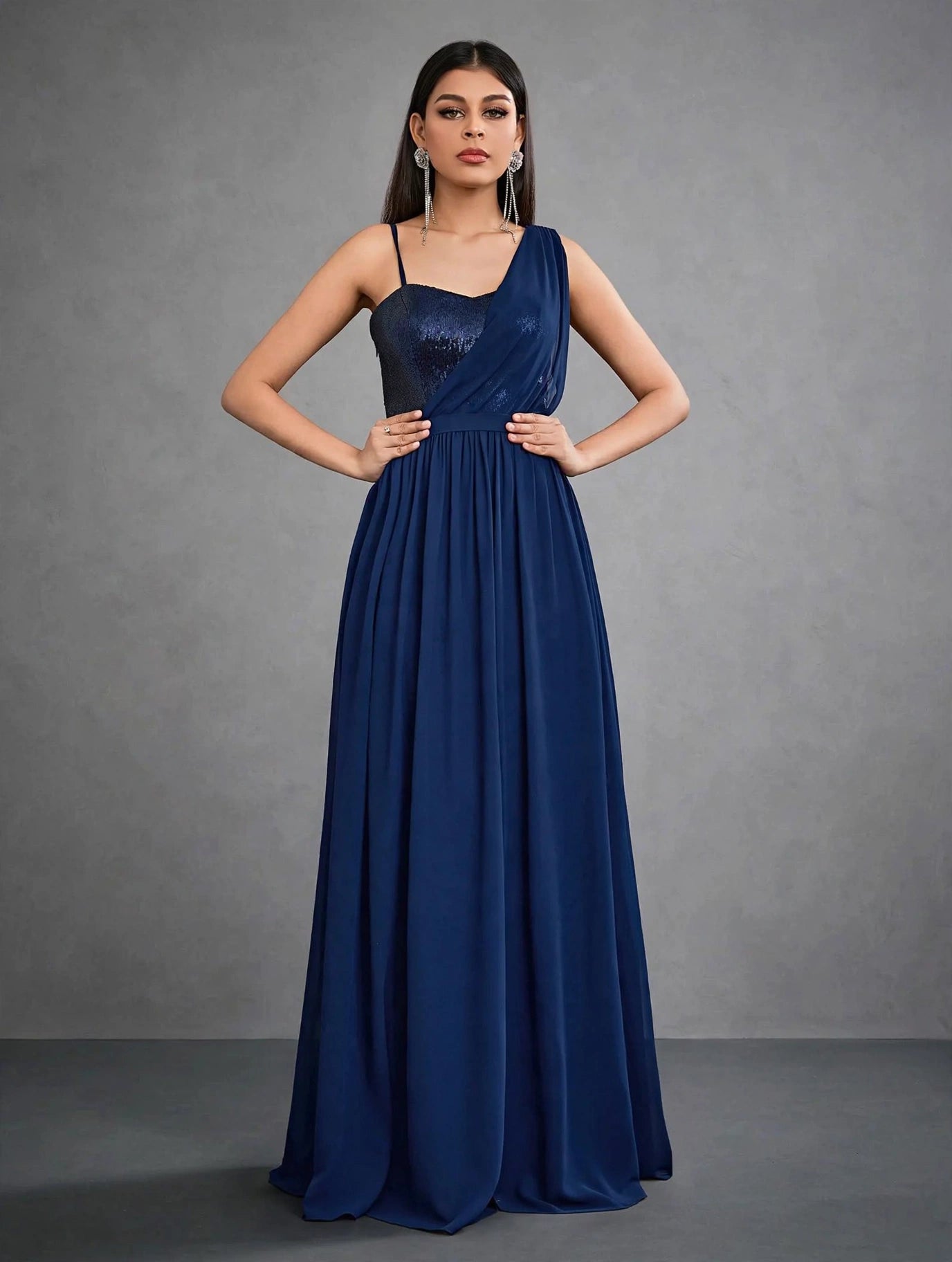 Strapless Sequin Off Shoulder Evening Dress