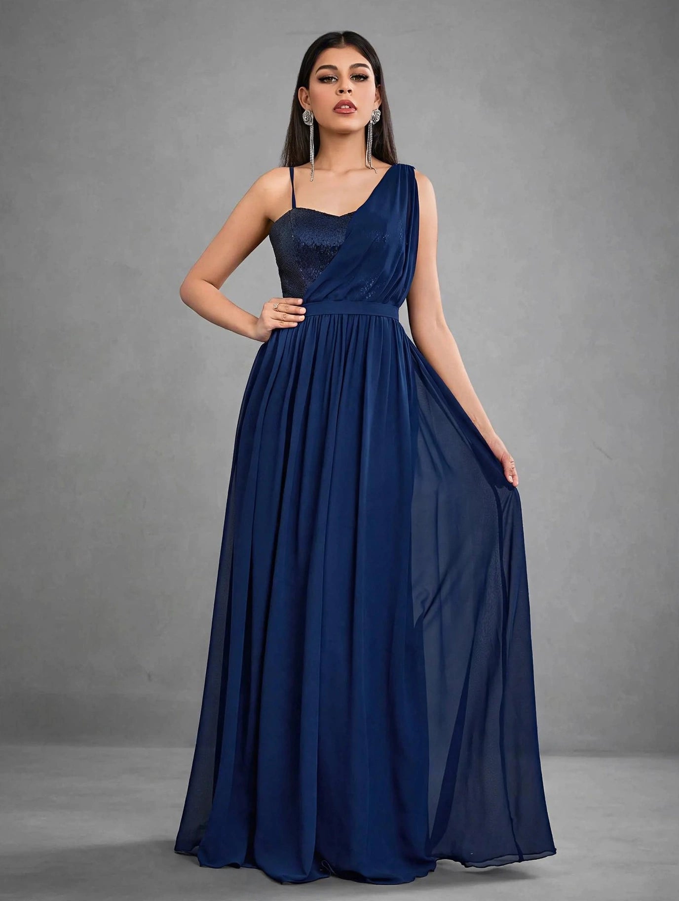 Strapless Sequin Off Shoulder Evening Dress