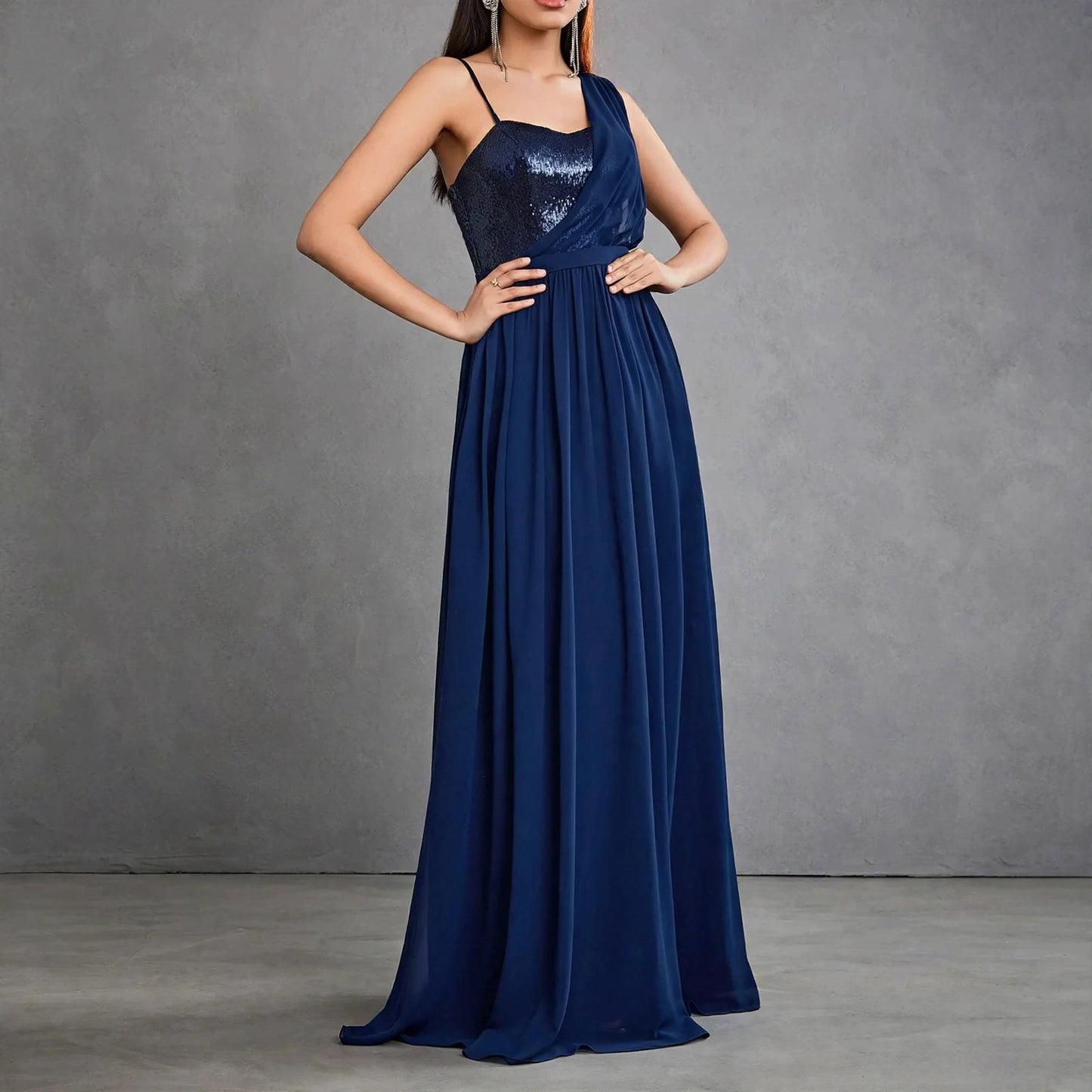 Strapless Sequin Off Shoulder Evening Dress