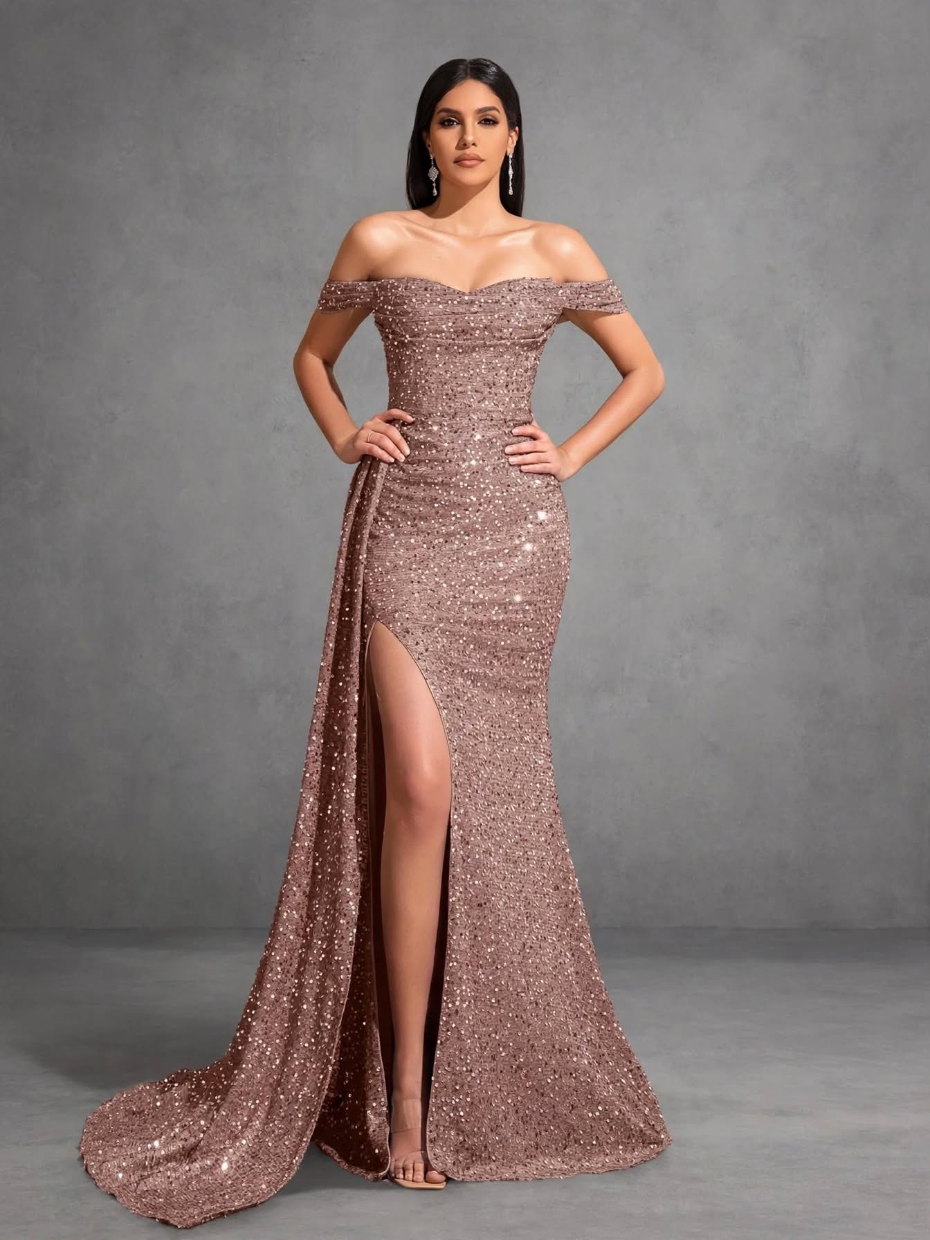 Off Shoulder Pleated Party Dress