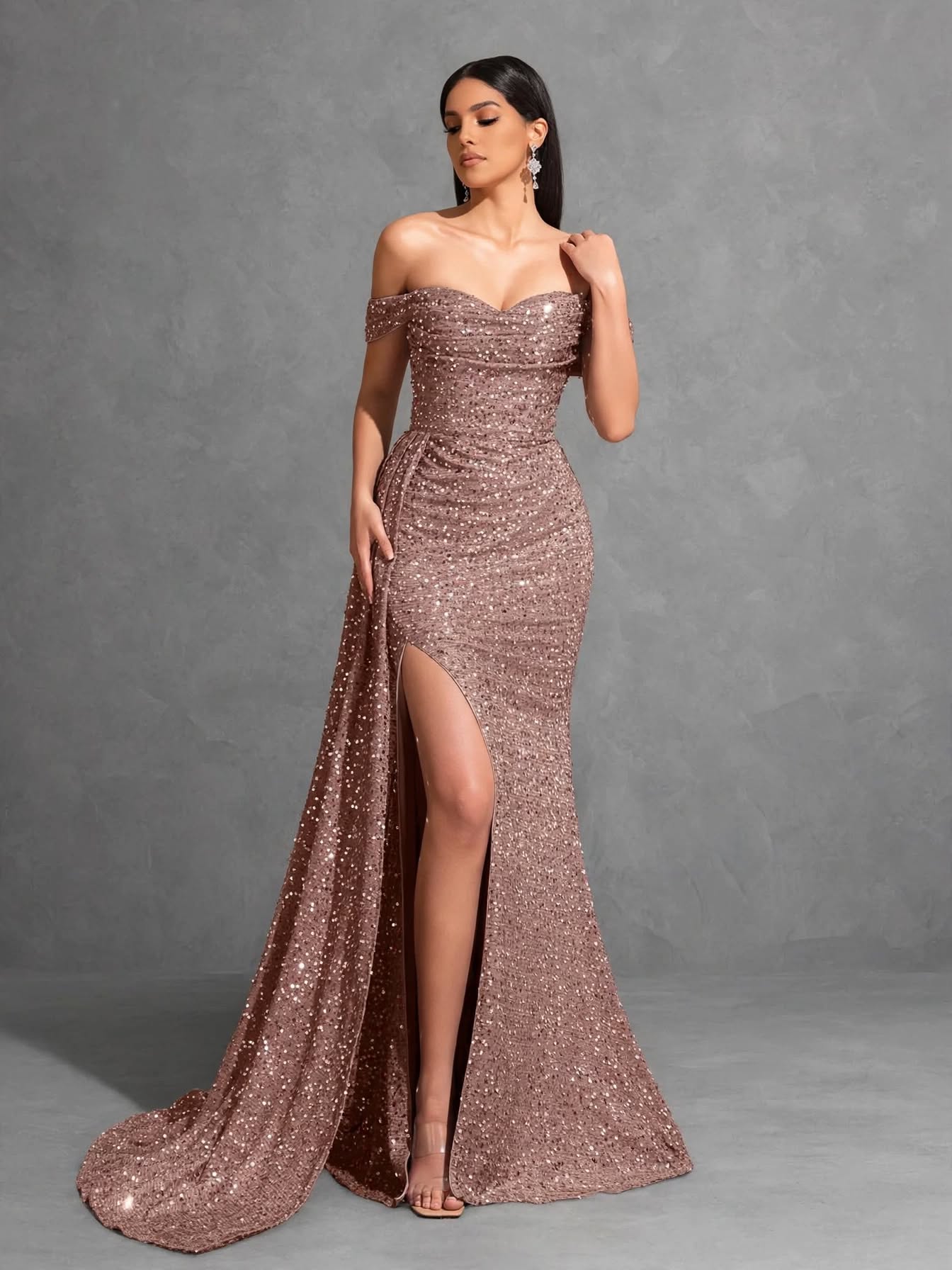 Off Shoulder Pleated Party Dress