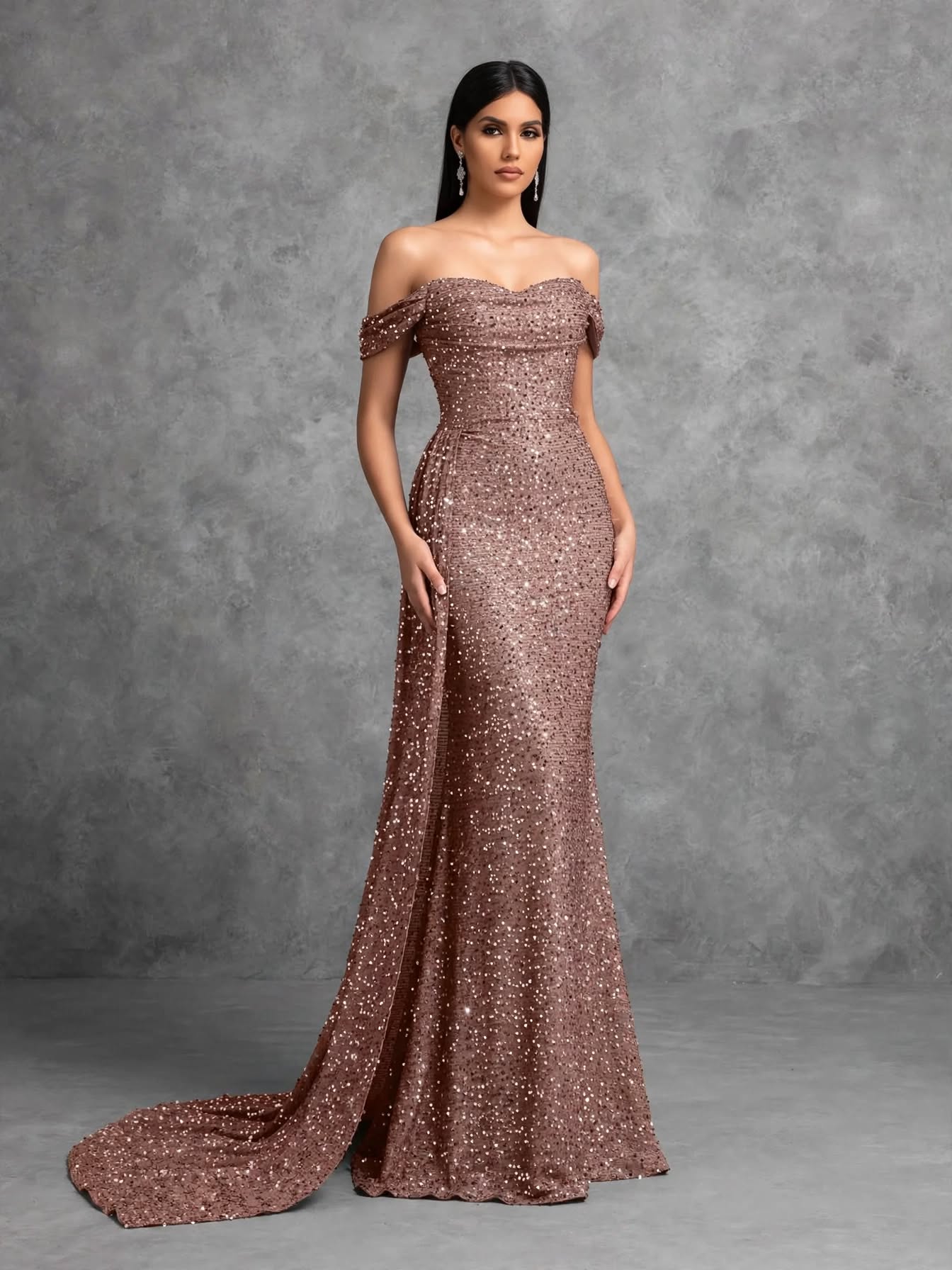 Off Shoulder Pleated Party Dress