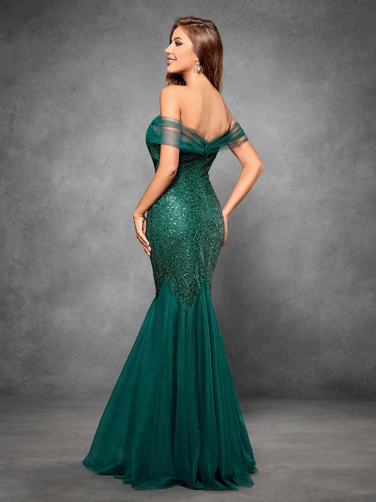 Strapless Sequin Mermaid Evening Dress