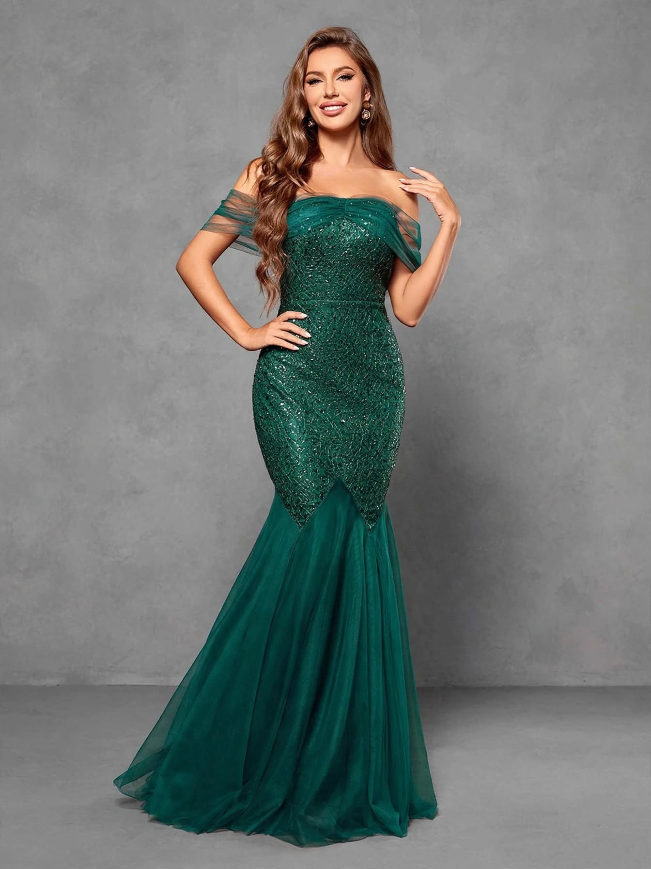 Strapless Sequin Mermaid Evening Dress