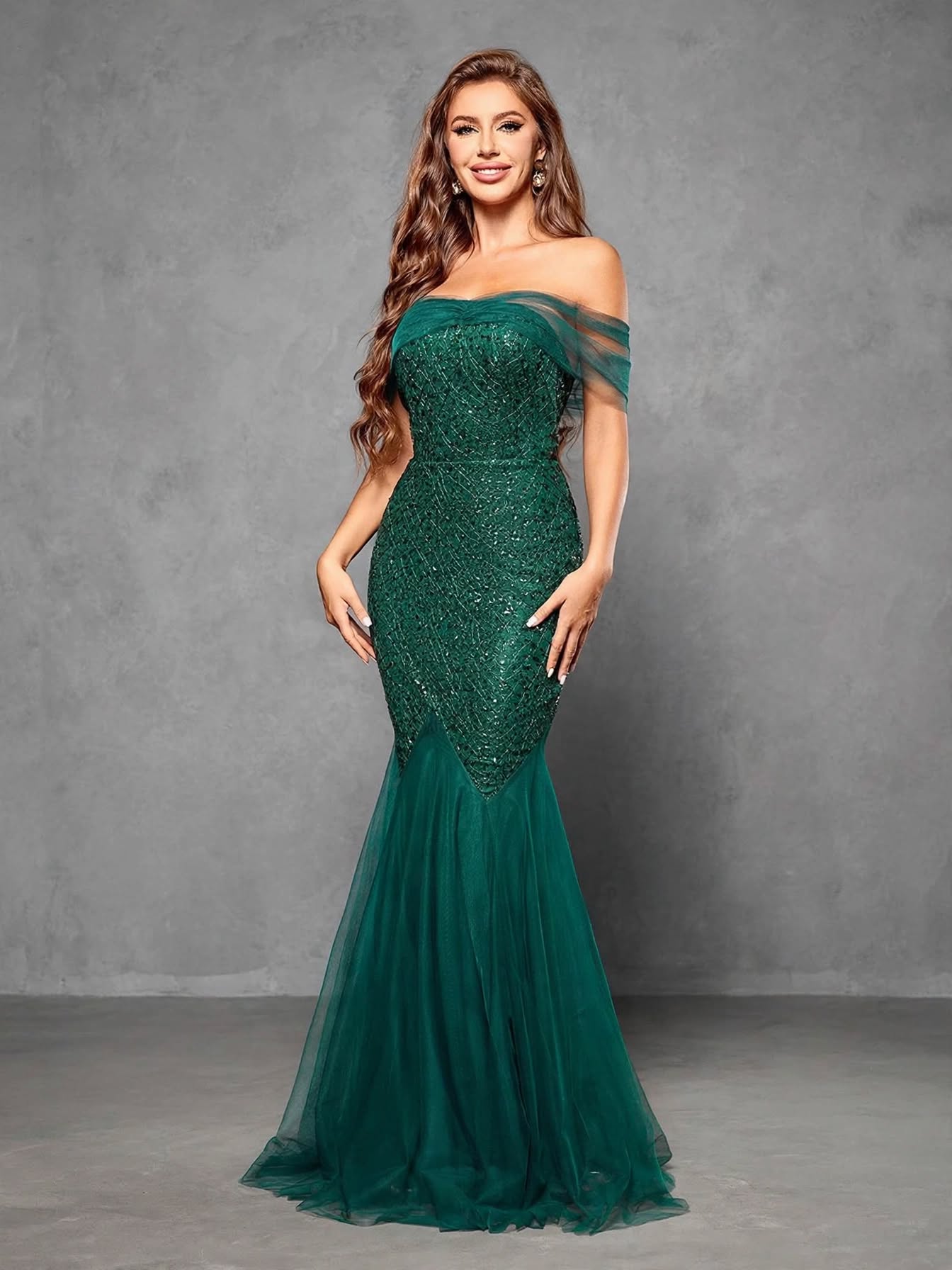 Strapless Sequin Mermaid Evening Dress
