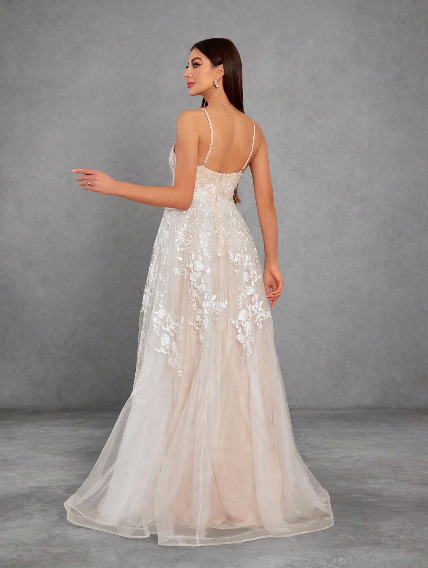 Camisole Romantic Embroidered Lace Contrasting Mesh Full Skirt