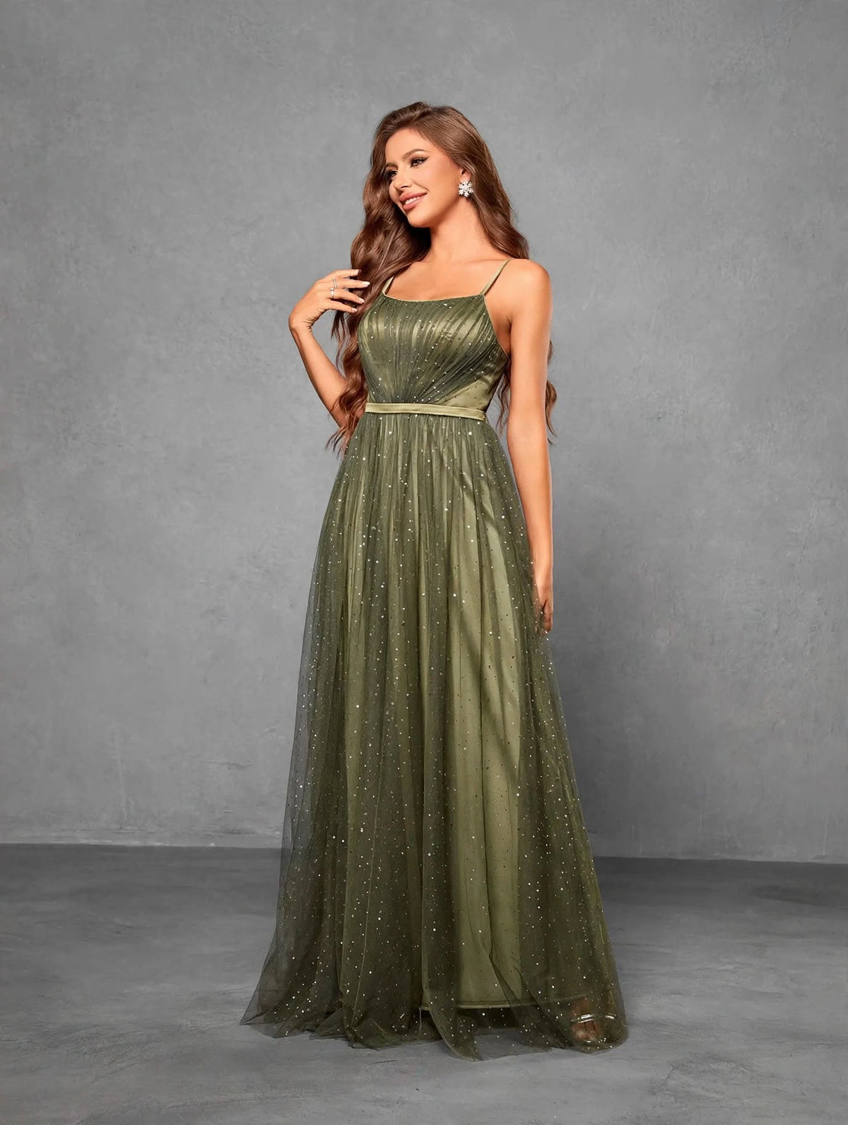 Halter Silver Sequin Evening Dress