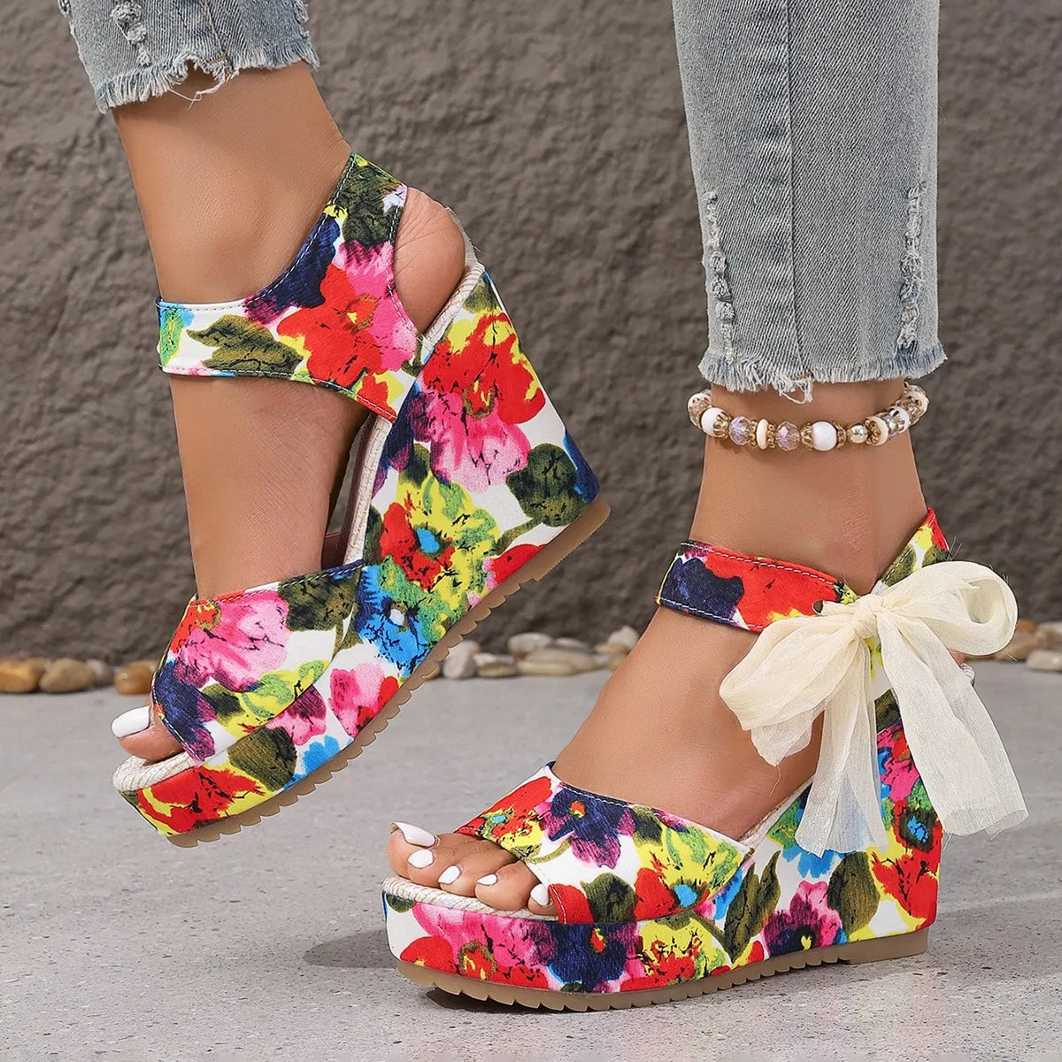 Comfortable Wedge Sandals Heel Buckle Fish Beak Sandals Waterproof