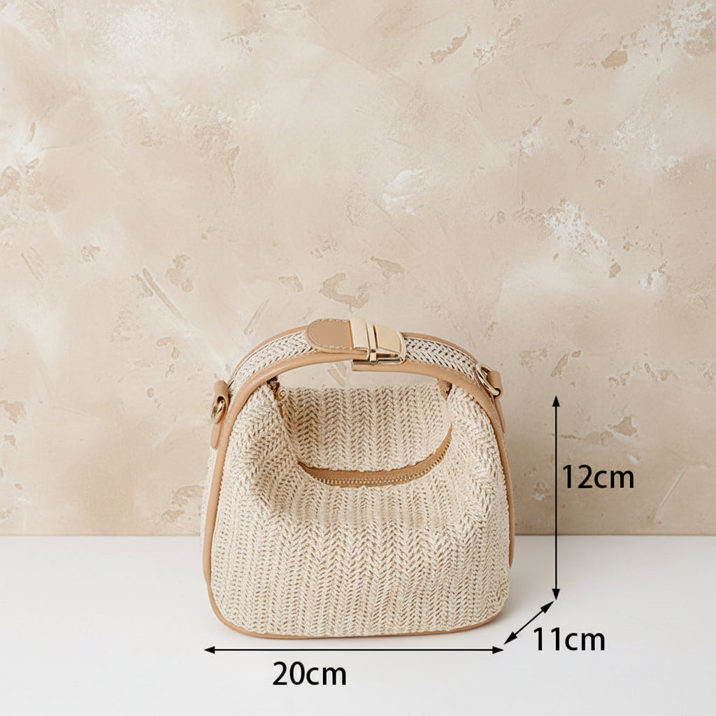 Summer Small Straw Handbag Shoulder Bag Woven Bucket Crossbody