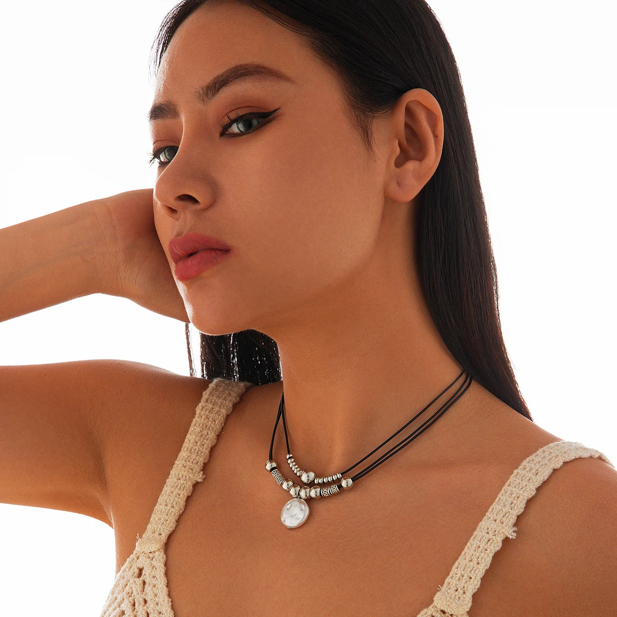 Vintage Leather Rope Pendant Necklace